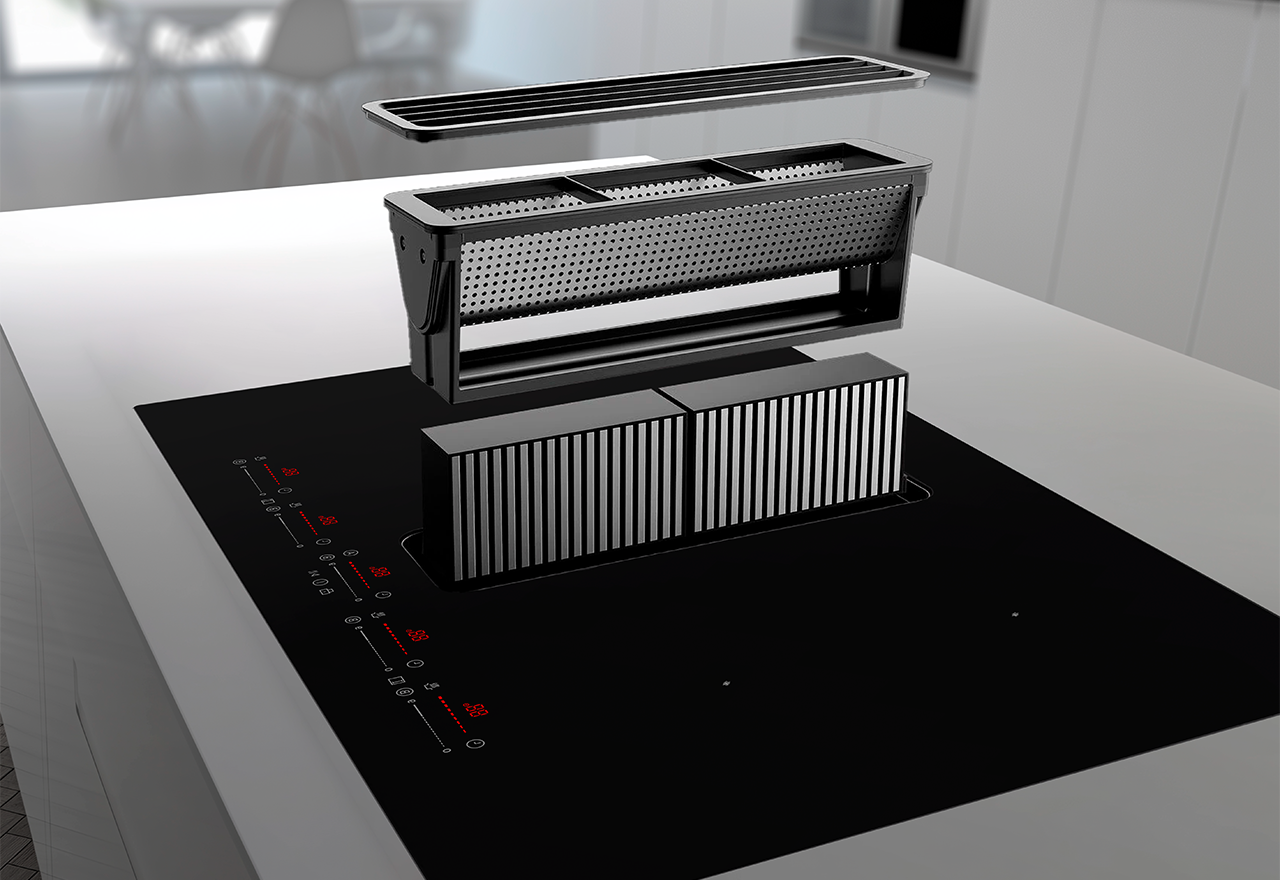 Copenhagen Gloss-komfyr med innebygd komfyrhette