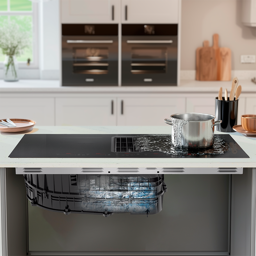 Copenhagen Matt Stove med innebygd komfyrhette