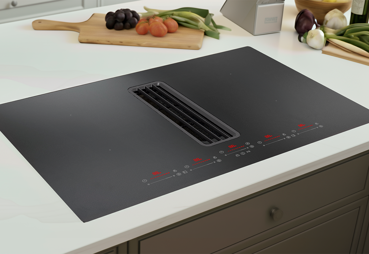 Copenhagen Matt Stove med innebygd komfyrhette